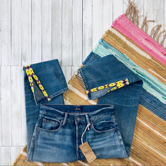 Polo by Ralph Lauren The Callen High Rise Slim Jean Beaded Split Hem - Picture 11 of 16